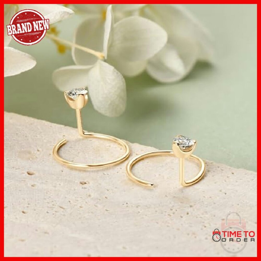 Sterling Silver Moissanite Threader Stud Earrings… - image 5